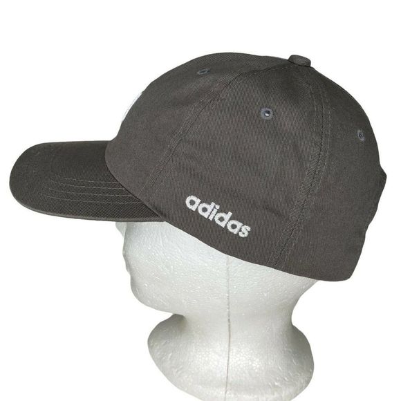 Adidas Dad Hat Grey White Baseball Cap Simple Golf Spell Out Essential Logo - Picture 2 of 5